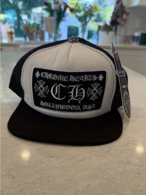 Chrome Black and White Embroidered Patch Trucker Hat